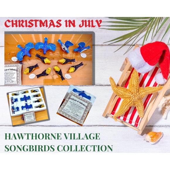 Hawthorne Village Backyard Splendor Songbirds Christmas Tree Bluebirds - Picture 1 of 10
